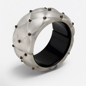 Alexis Bittar Frosted Lucite Studded Quilted Hinged Cuff Bracelet